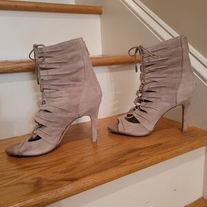 Joie Taupe Suede Lace-Up Heels